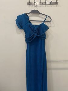 Blue Pleated Maxi Dress