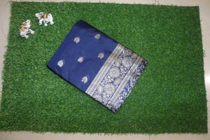Navy Blue Banarasi Silk Saree