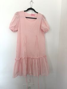 Cute Pink Puff Sleeve Dress
