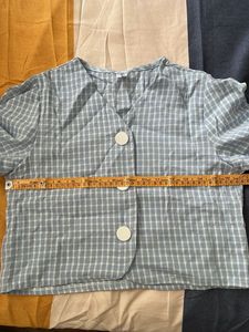 Blue Plaid Cropped Top