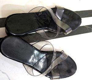 Black &amp; Clear Slip-On Sandals