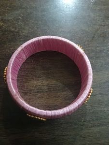 Pink &amp; Gold Silk thread Handmade Bangle