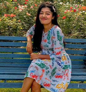 Printed A-Line chicken Knee Length Dress