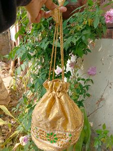 Golden Colour Potli Bags For Indian Traditional