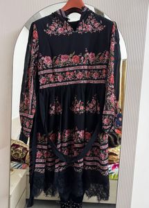 Floral Print Black Dress