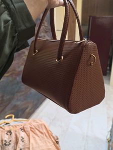 Brown Leather Dotted Sling Bag New