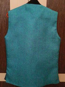 Teal Waistcoat with Black Trim