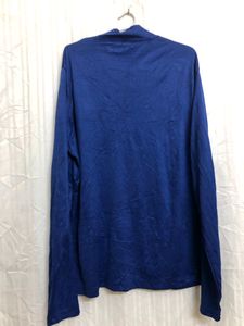 Blue Long Sleeve Half Zip T Shirt