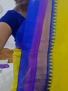 Elegant Yellow &amp; Blue Saree