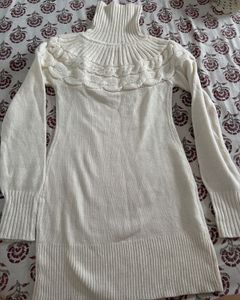 Ivory Knit Turtleneck Dress