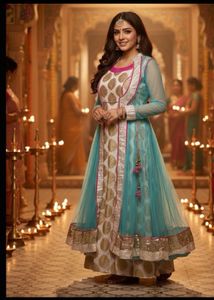 Elegant Dual-Tone Anarkali Gown