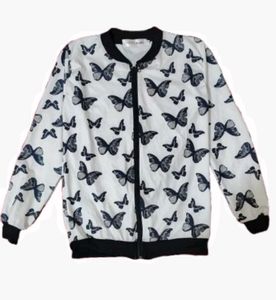 Butterfly Print Bomber Jacket