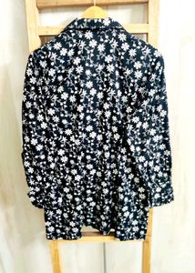 Black Printed Cotton Shirt Size-36