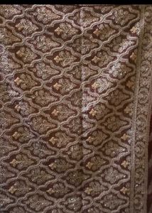 Burgundy &amp; Gold Embroidered Fabric