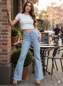 M@101 Size-28 Flare Jeans - Light Wash Denim