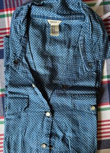 Forever 21 Blue Polka Dot Shirt