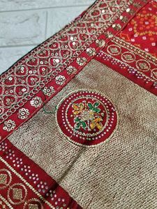 Elegant Red Bandhani Saree