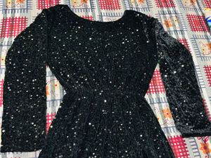 Sparkling Black Velvet Party Dress