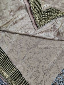 Velvet  Beige Saree