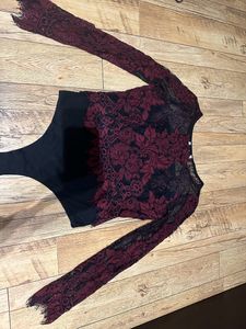 Red And Black Net Body Suit