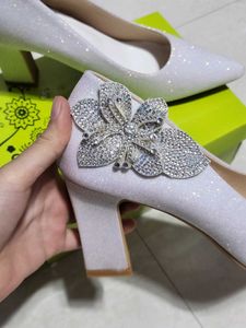 White Glitter Heels