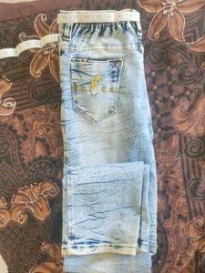 Men&#39;s Blue White Trendy Jeans