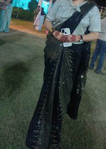 Golden And Black Sequins Saree
