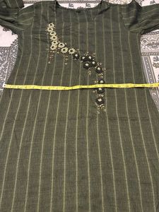 Green Embroidered Kurta