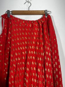 Cotton Blend Orange Ethnic Skirt(women)