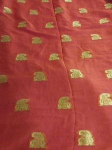 Orange &amp; Golden Print Saree