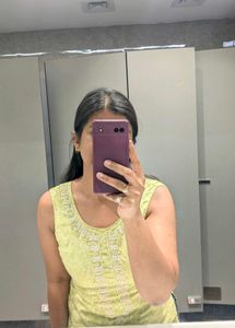 Embroidered Sleeveless Top green color