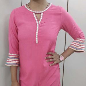 Pink Global Desi Embroidered Kurta