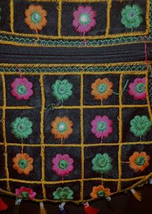 Embroidered Flower Purse with Beaded Handle