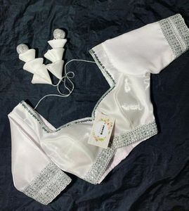 Padded Art silk Square Back Heavy Lace Work Blouse