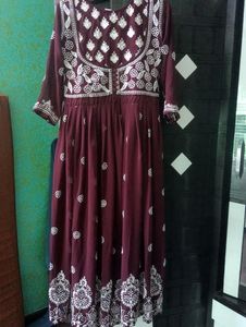 Maroon Chikankari Heavy Gown