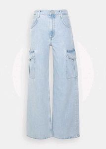 Light Wash Wide Leg Cargo Jeans
