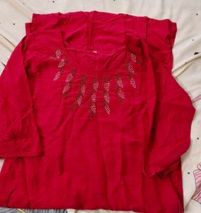 Red Embellished Tunic Top