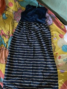 Navy Striped Midi Dress