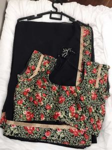 Partywear Beautiful Saree With Blouse Stitched