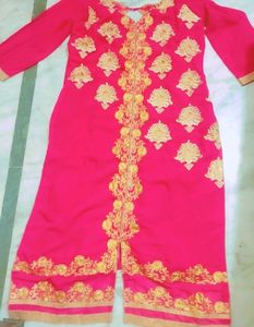 Rani Color Sharara Suit With Dupatta