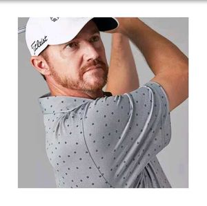 Foot Joy Men Grey Micro Flower Golf Polo Tshirt