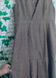 Checkered V-Neck Dress