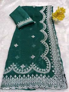 Partywear Saree Attached With Blouse