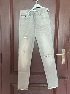 Grey Mid-rise Skinny Fit Denim