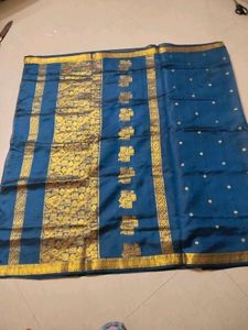 Elegant Blue &amp; Gold Saree