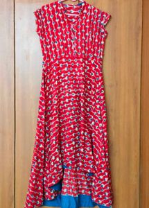 Stylish Red Printed Dress