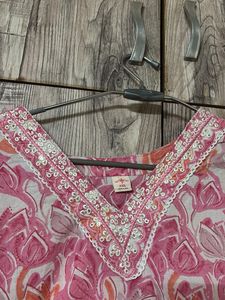 Pink Floral Kurta Set