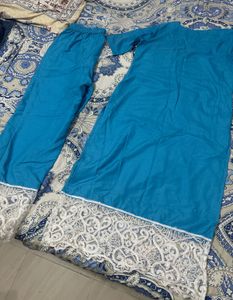 New Teal Kurta Set with Lace