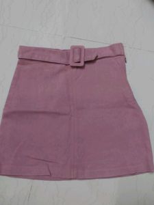Pink Belted Mini Skirt