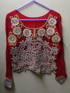 Red Embroidered Blouse